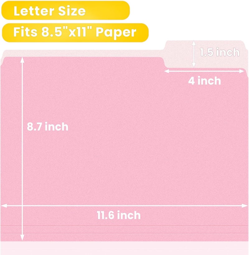 SUNEE File Folders, 30 Pack Manilla Folders 8.5 x 11, Colored File Folders Home Office School Supplies for Documents Files Paper, 6 Bright Colors - Image 2